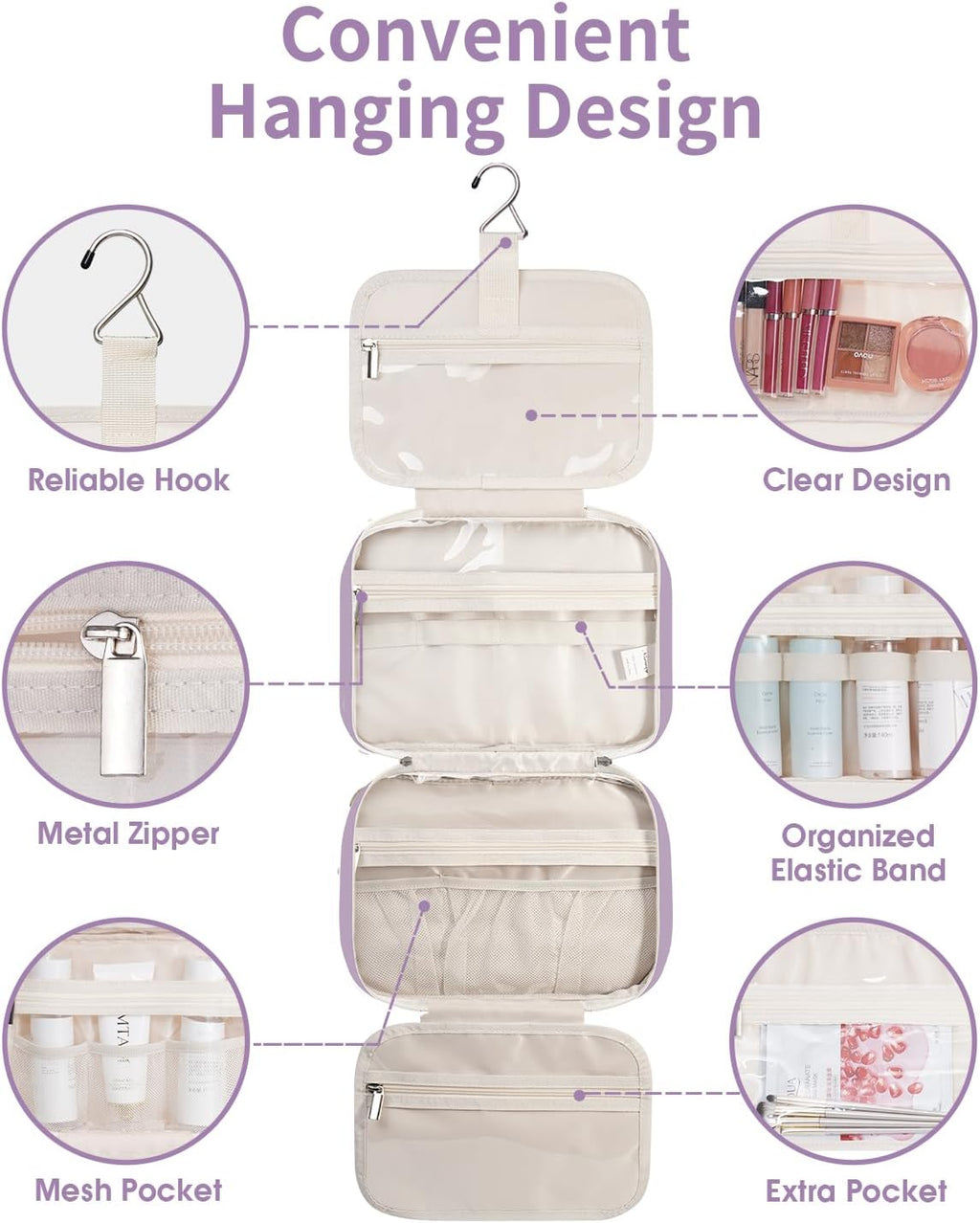 Narwey Travel Organizer Toiletry Bag - Medium Purple