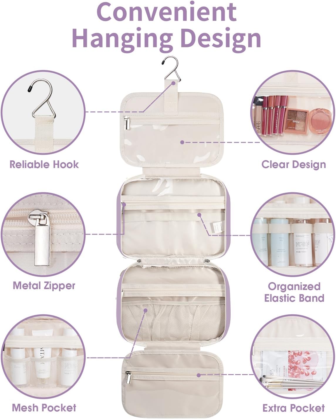 Narwey Travel Organizer Toiletry Bag - Medium Purple