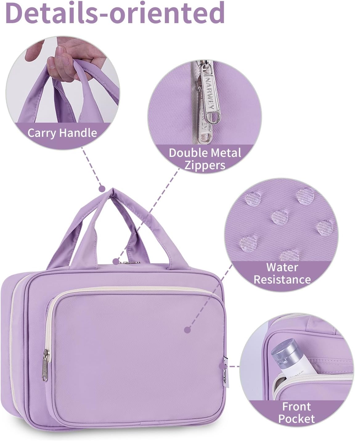 Narwey Travel Organizer Toiletry Bag - Medium Purple