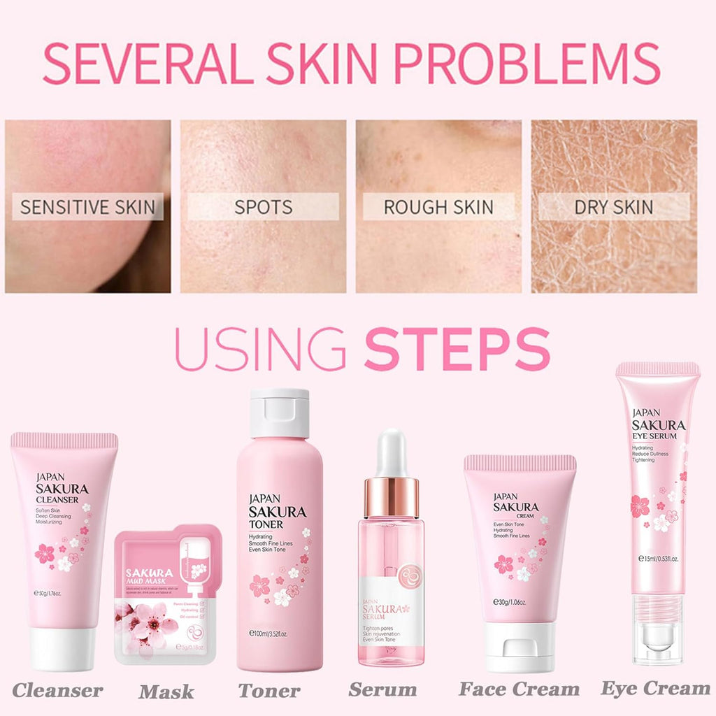 Sakura Bliss Beauty Kit - Cherry Blossom 7-Piece Skincare