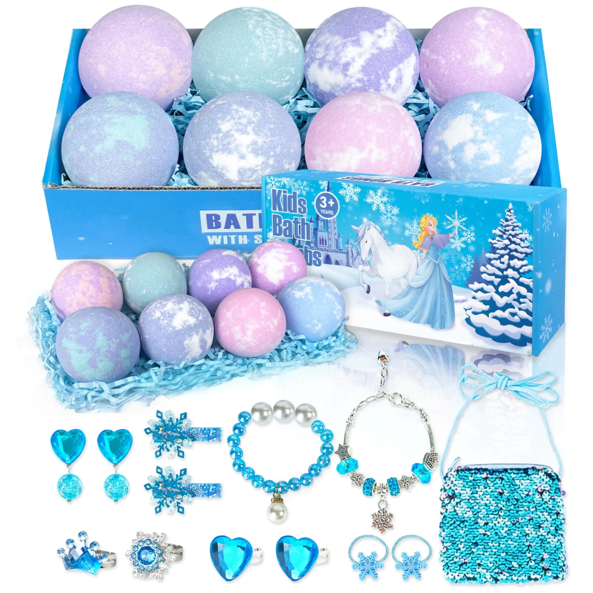 Kids Surprise Bath Bombs with Jewelry & Frozen Toys 8-Pack