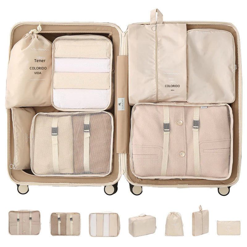 7-Piece Travel Packing Cubes Set for Clothes Storage