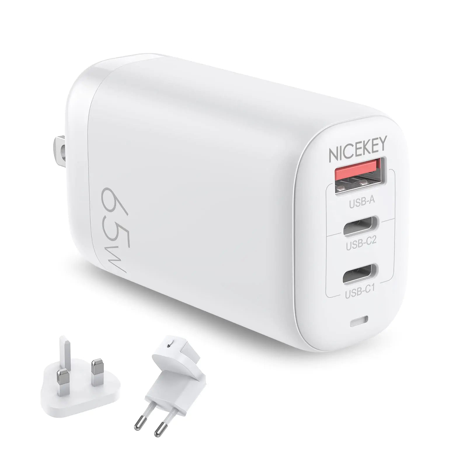 NICEKEY Turbo 65W 3-Port USB-C Charger