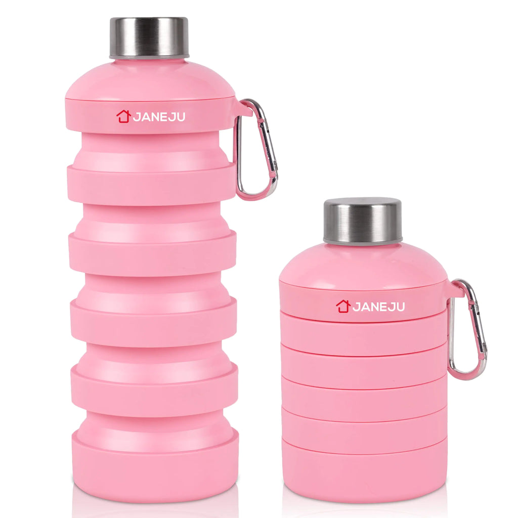 JaneJu Foldable 32oz Silicone Water Bottle