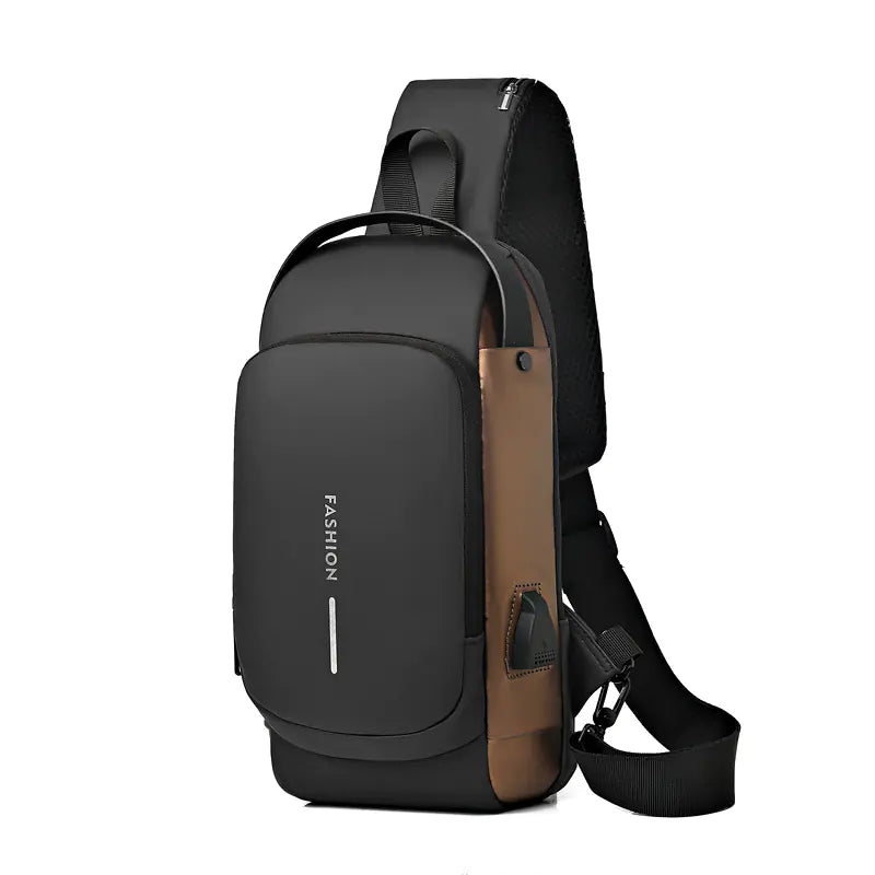 Men's Wear-resistant Oxford Crossbody Sling Bag with USB