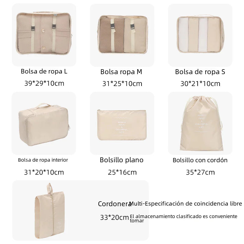 7-Piece Travel Packing Cubes Set for Clothes Storage