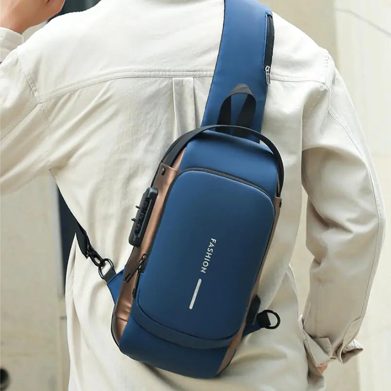 Men's Wear-resistant Oxford Crossbody Sling Bag with USB
